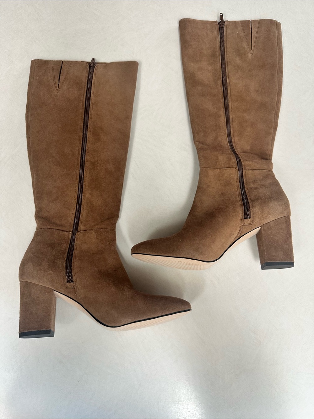 Ann Taylor Tall Tan Suede Block Heel Boots